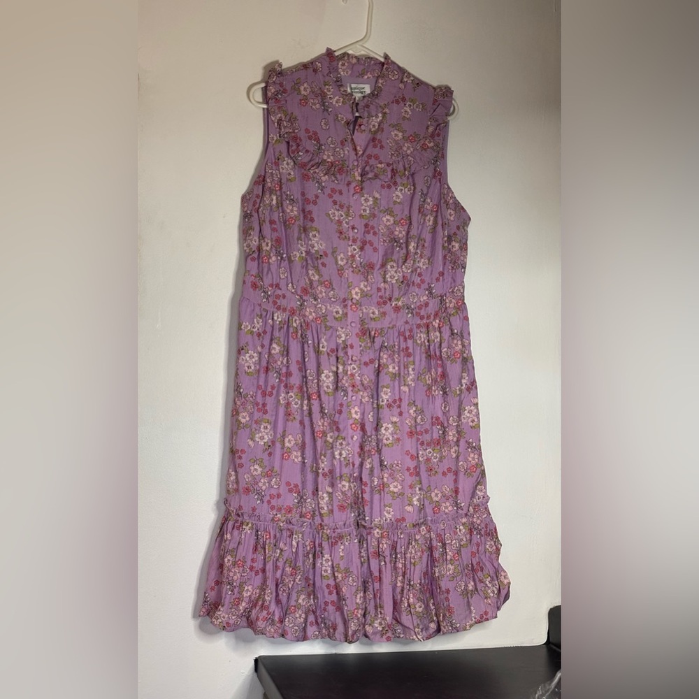 Unique Vintage Lavender Floral Midi dress Sz 1X/16 NWOT cottagecore